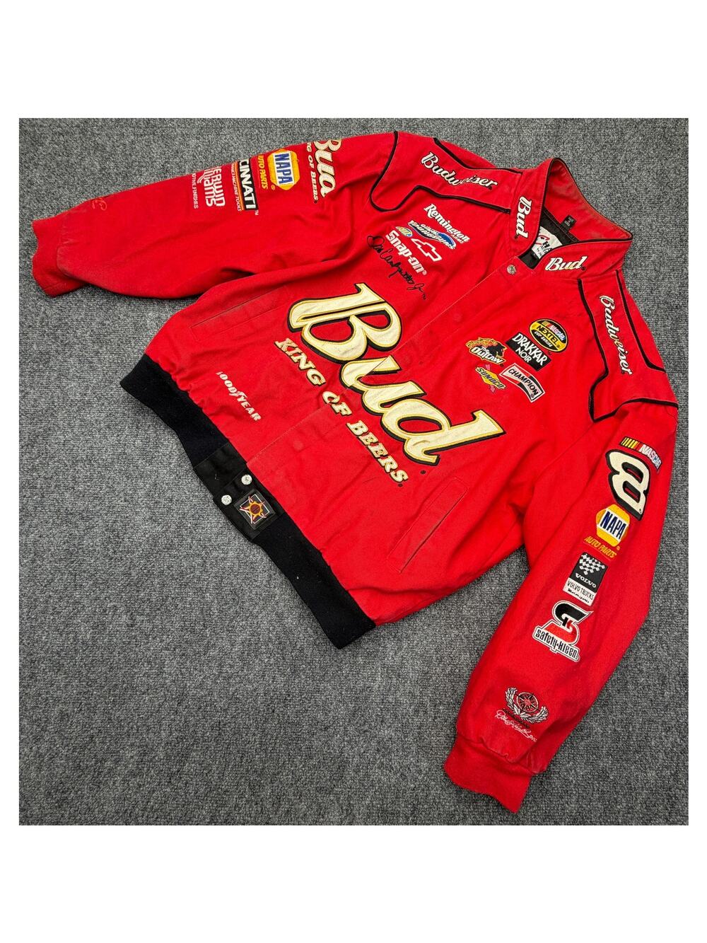 Chase Authentics Dale Earnhardt Jr Budweiser NASCAR Jacket Red Mens Large